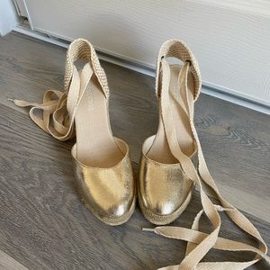 Soludos Wedges Gold Lace Up Wedges